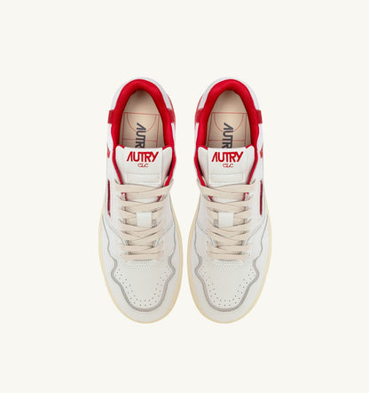 AUTRY SNEAKERS CLC LOW IN WHITE LEATHER AND RED VIRGIN