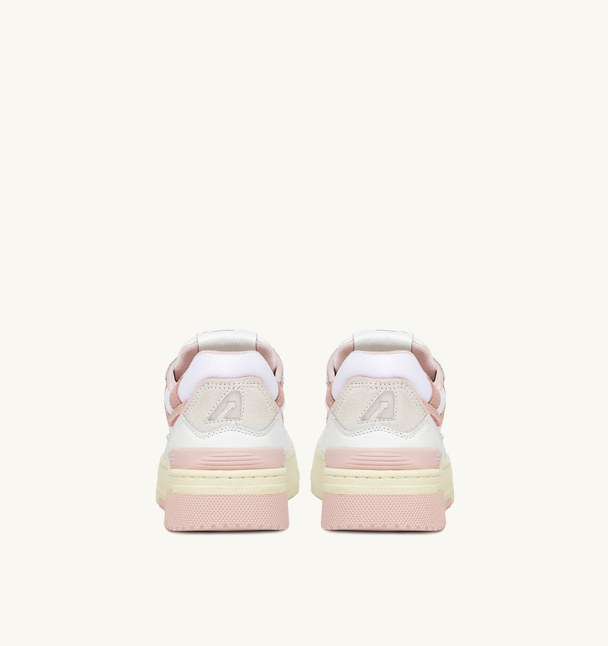 AUTRY CLC LOW SNEAKERS IN WHITE LEATHER AND POWDER PINK SUEDE