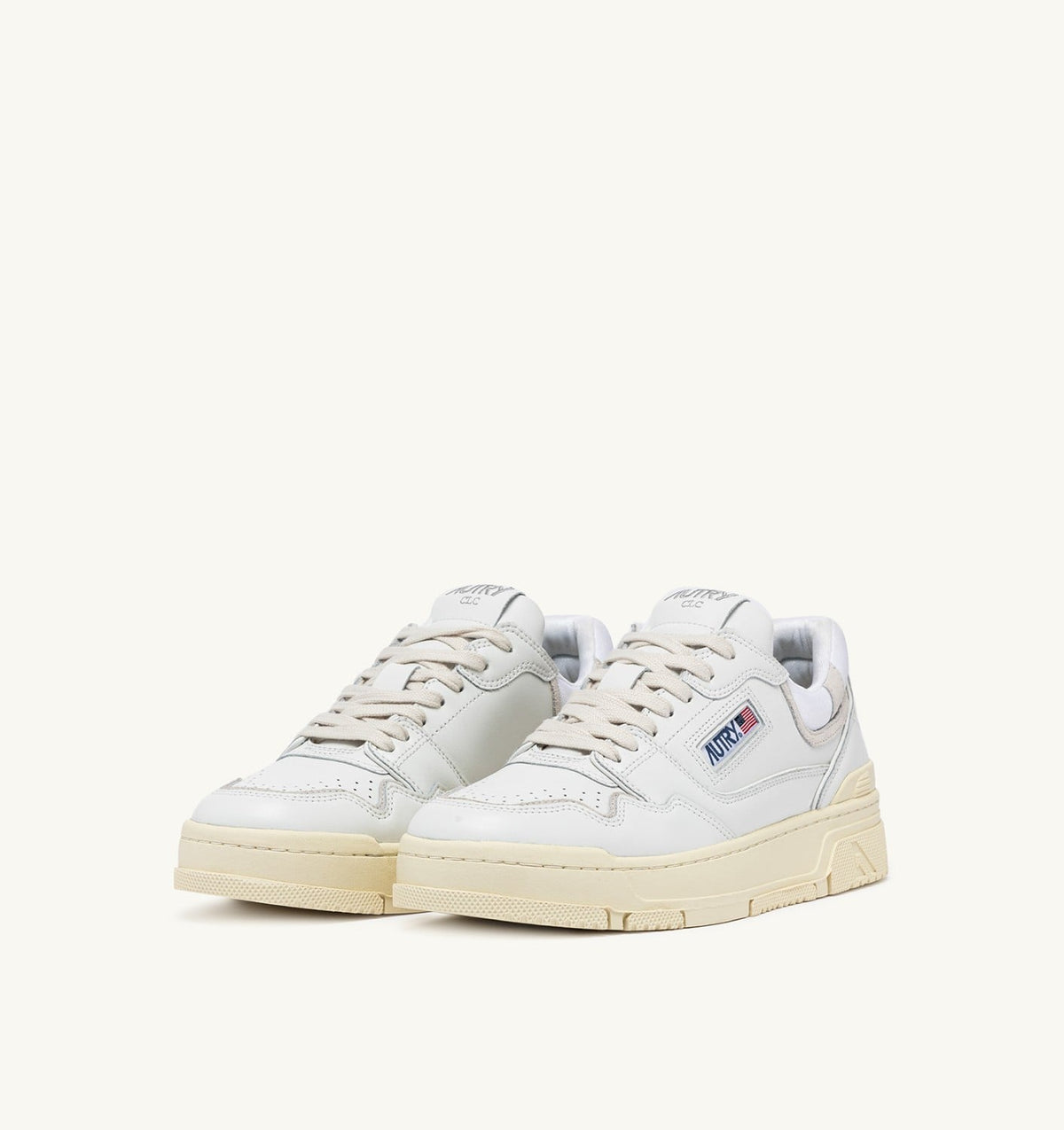 AUTRY CLC LOW SNEAKERS IN WHITE LEATHER AND SUEDE