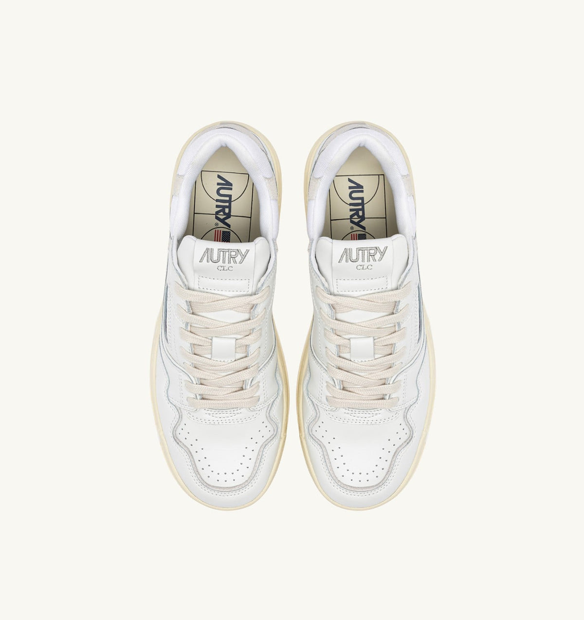AUTRY CLC LOW SNEAKERS IN WHITE LEATHER AND SUEDE