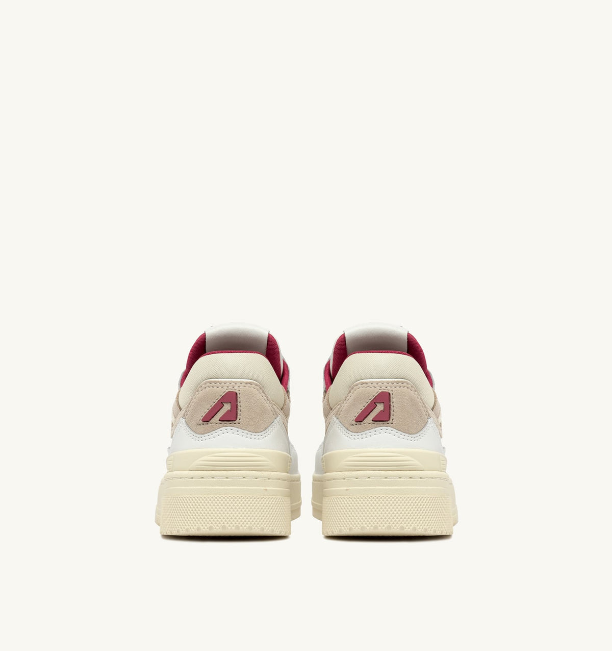AUTRY CLC LOW SNEAKERS IN WHITE LEATHER AND SAND SUEDE