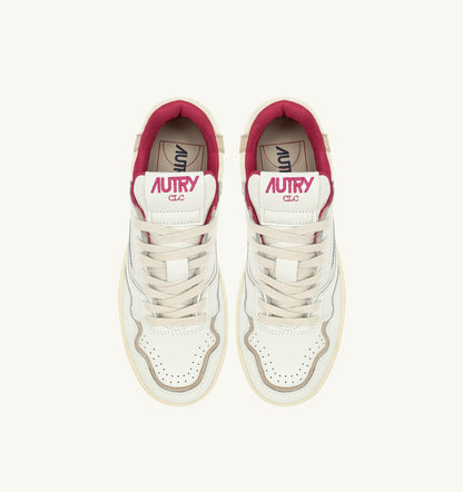 AUTRY CLC LOW SNEAKERS IN WHITE LEATHER AND SAND SUEDE