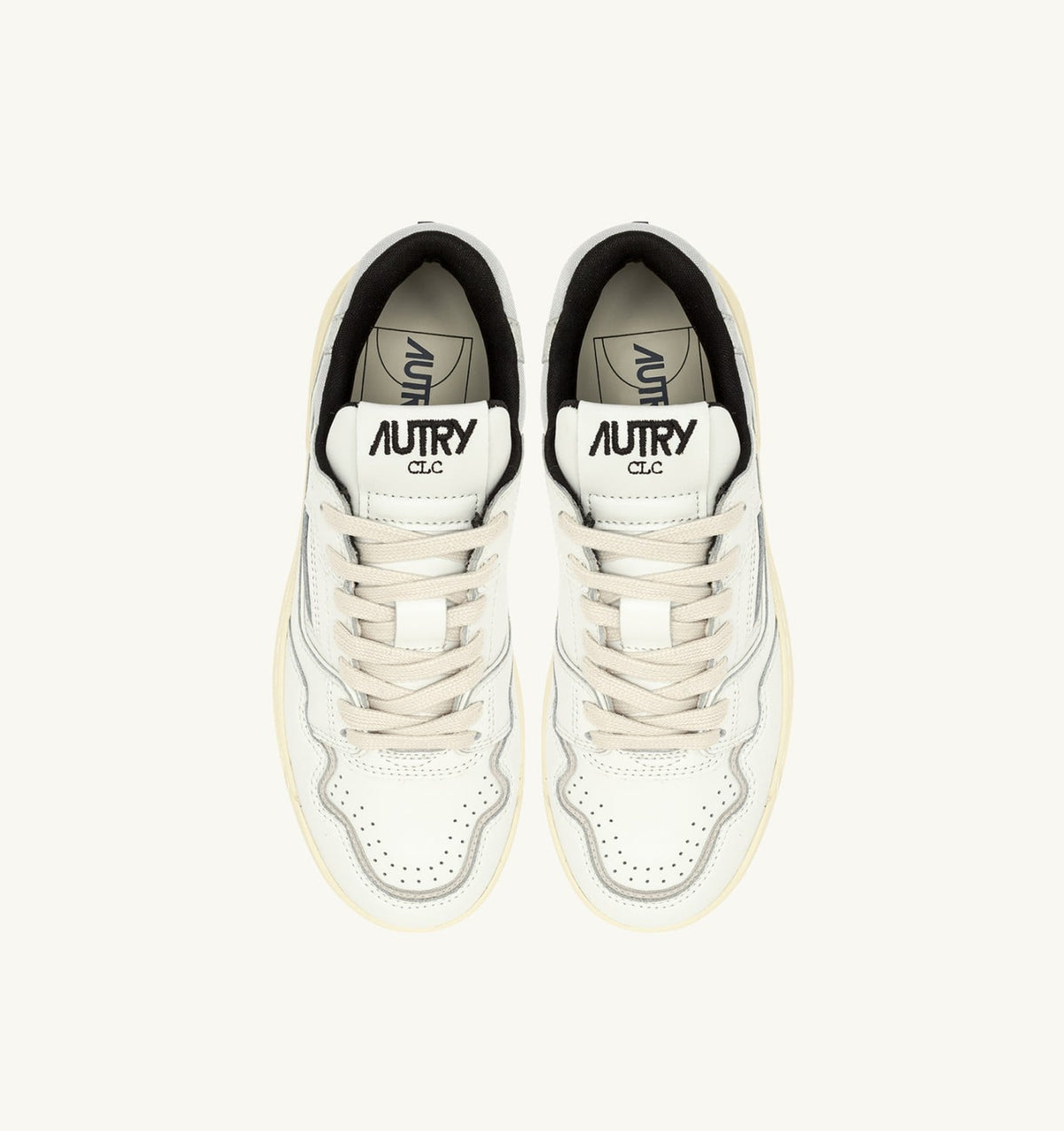 AUTRY CLC LOW SNEAKERS IN WHITE LEATHER AND SILVER SUEDE