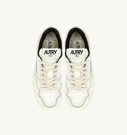 AUTRY CLC LOW SNEAKERS IN WHITE LEATHER AND SILVER SUEDE