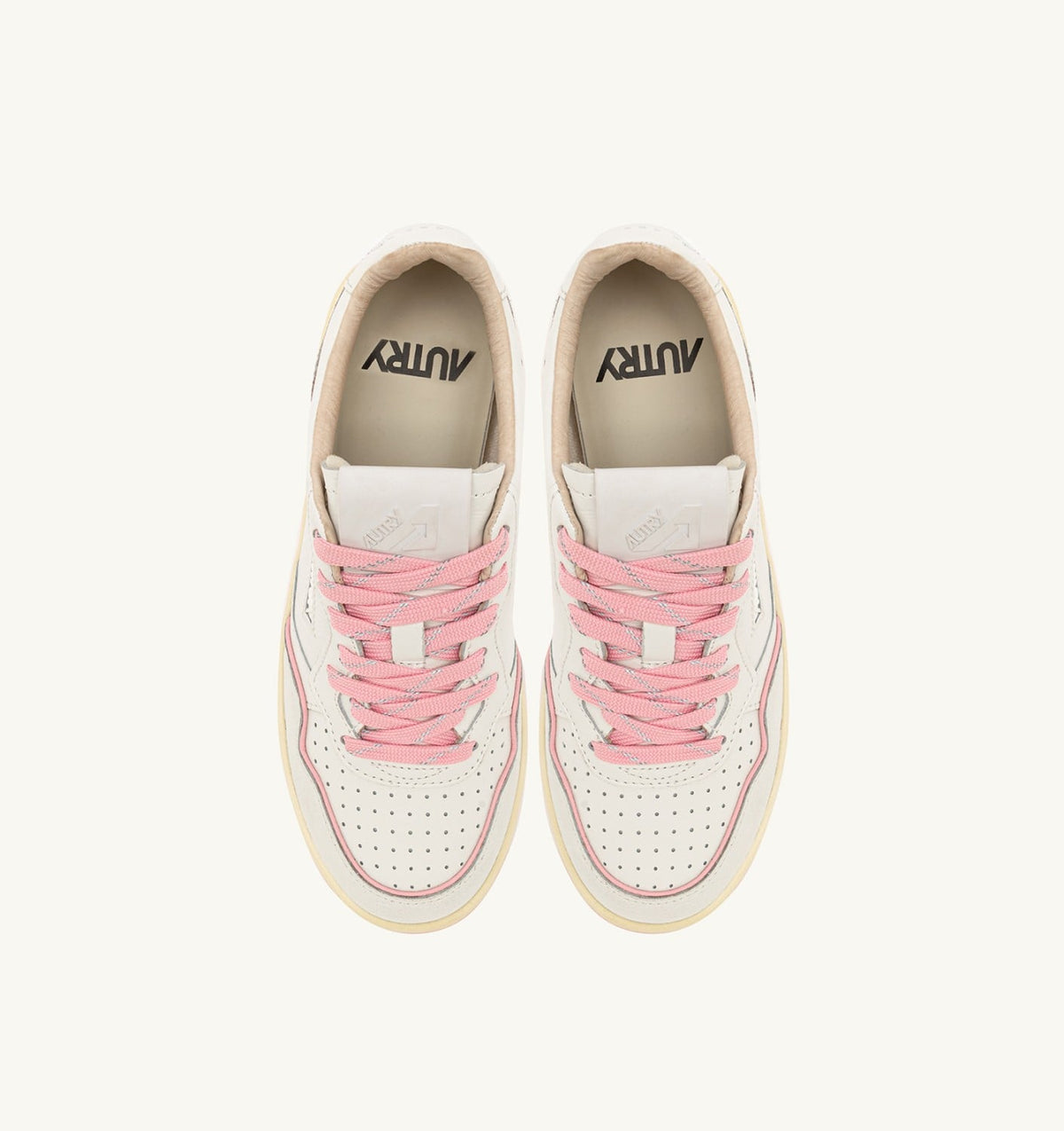 AUTRY GOLF LOW SNEAKERS IN WHITE AND CORAL BLUSH LEATHER