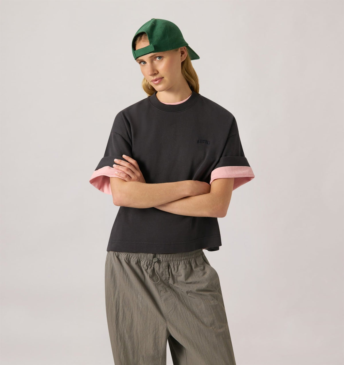 AUTRY BOXY T-SHIRT WITH TONAL LOGO FOR WOMAN