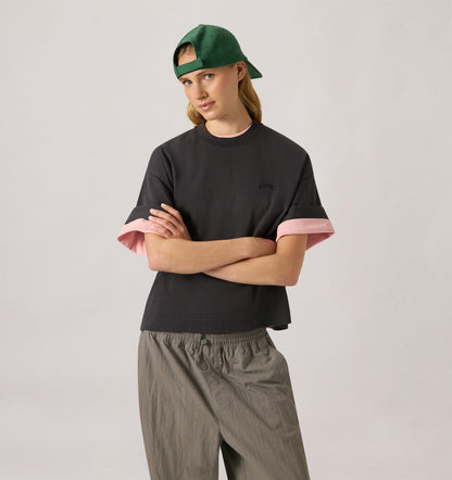 AUTRY BOXY T-SHIRT WITH TONAL LOGO FOR WOMAN