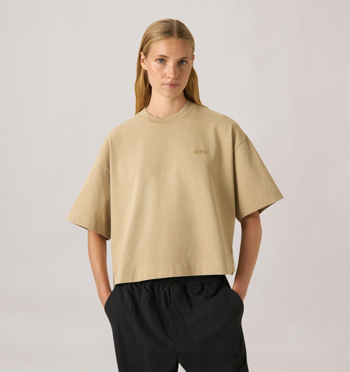 AUTRY BOXY T-SHIRT WITH TONAL LOGO FOR WOMAN
