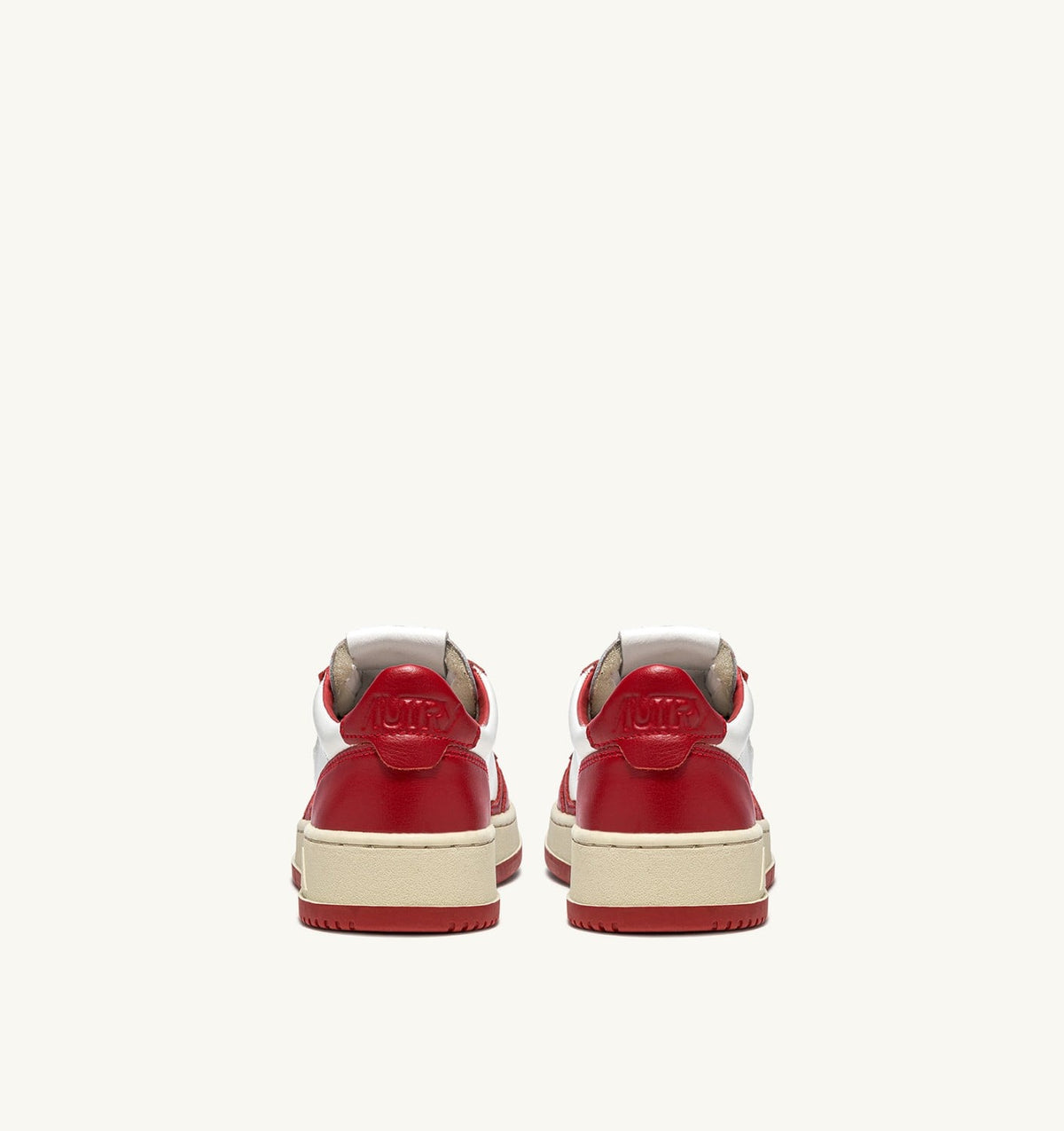 AUTRY MEDALIST LOW BICOLOR SNEAKERS IN WHITE AND RED LEATHER