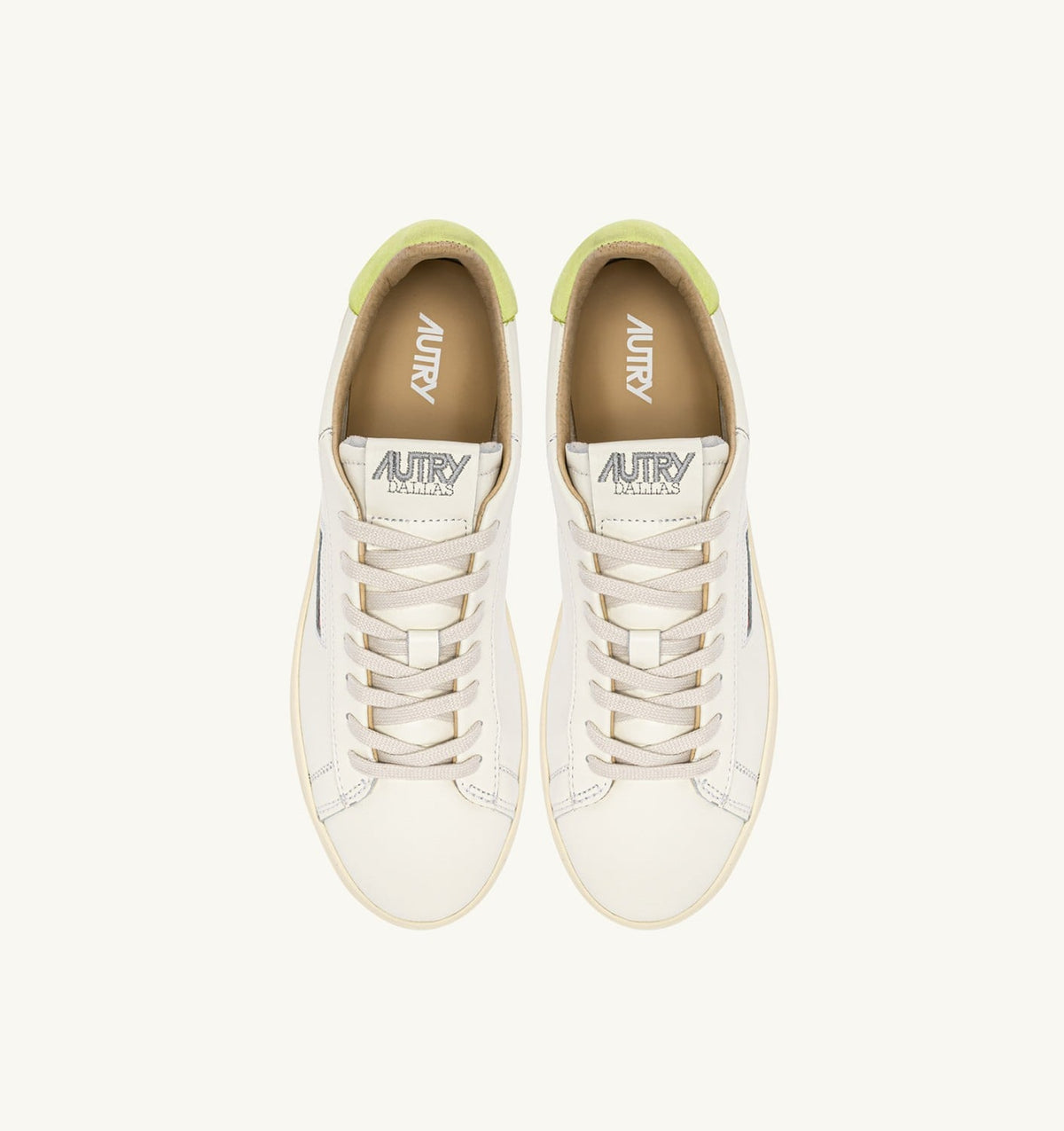AUTRY DALLAS LOW SNEAKERS IN DAIQUIRI GREEN AND MARSHMALLOW LEATHER