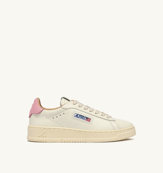 AUTRY DALLAS LOW SNEAKERS IN MARSHMALLOW AND PINK DOLPHIN LEATHER