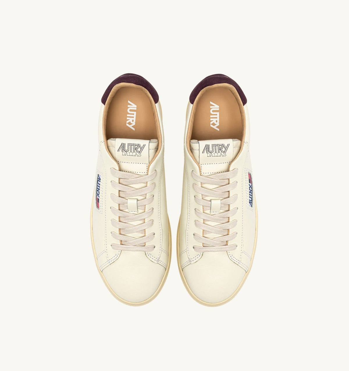 AUTRY DALLAS LOW SNEAKERS IN MARSHMALLOW AND FIG LEATHER