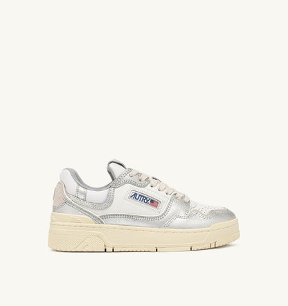 AUTRY CLC LOW SNEAKERS IN SILVER-TONE LEATHER
