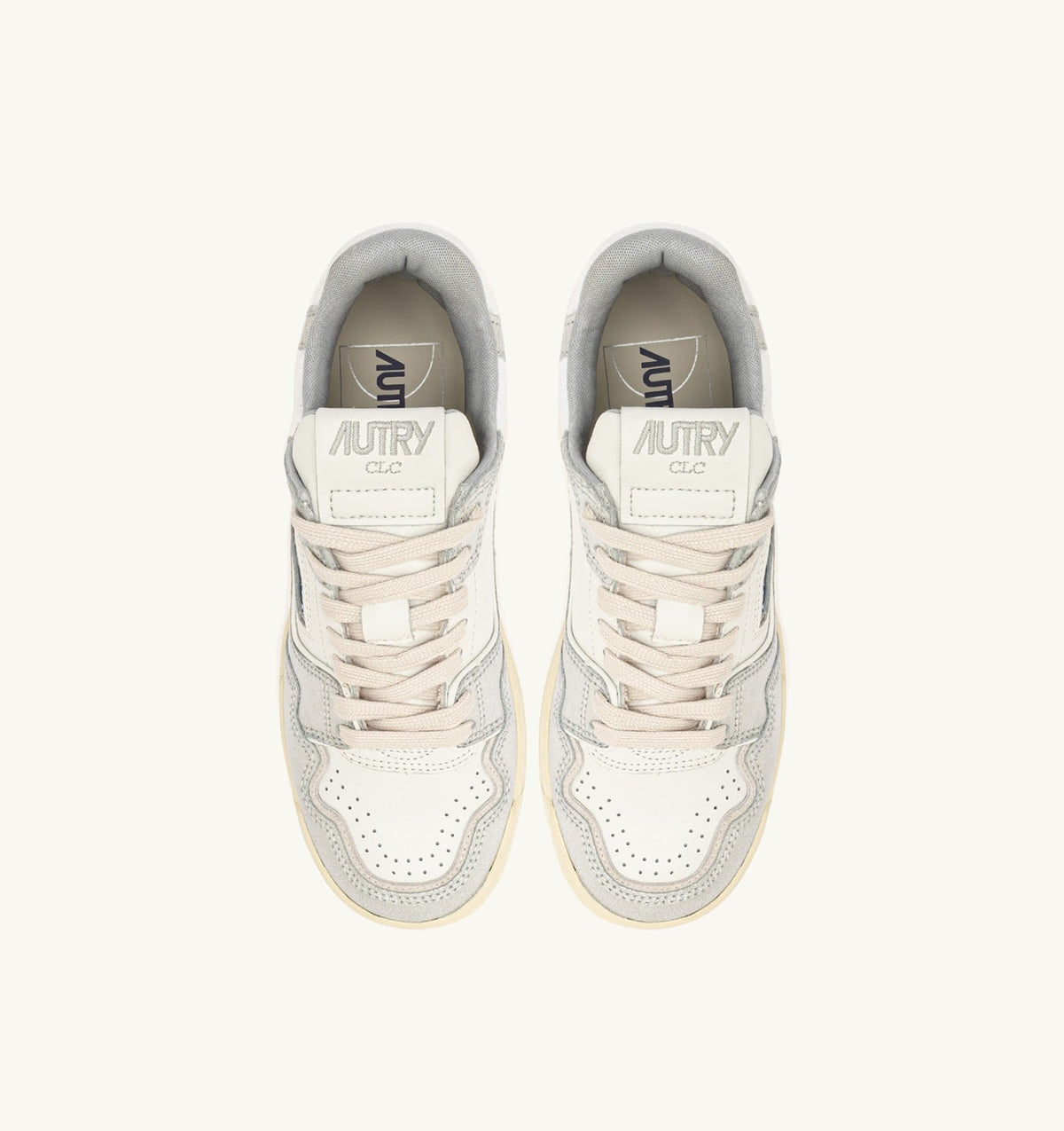 AUTRY CLC LOW SNEAKERS IN SILVER-TONE LEATHER
