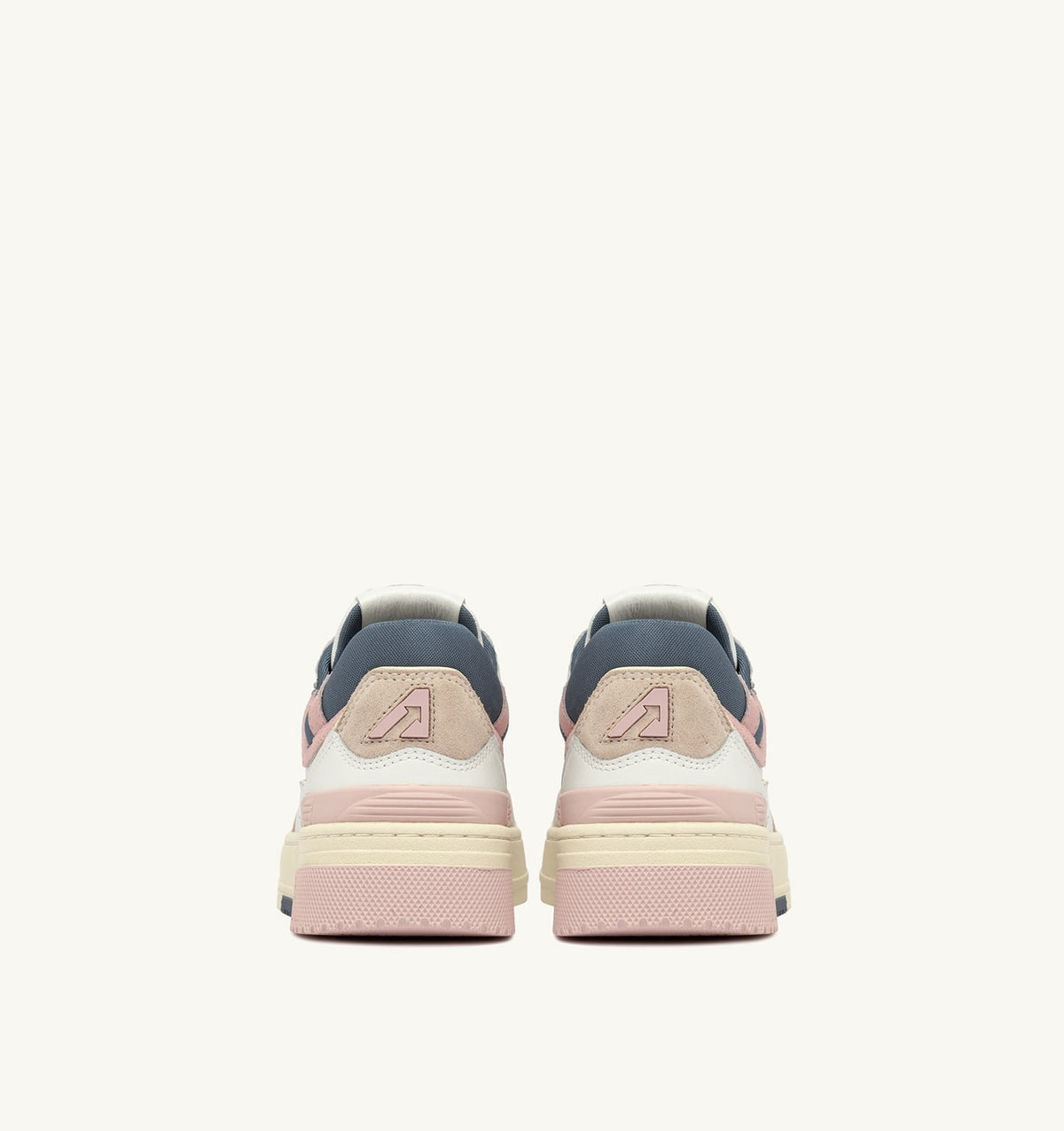 AUTRY CLC LOW SNEAKERS IN WHITE AND PEACH WHIP LEATHER SUEDE