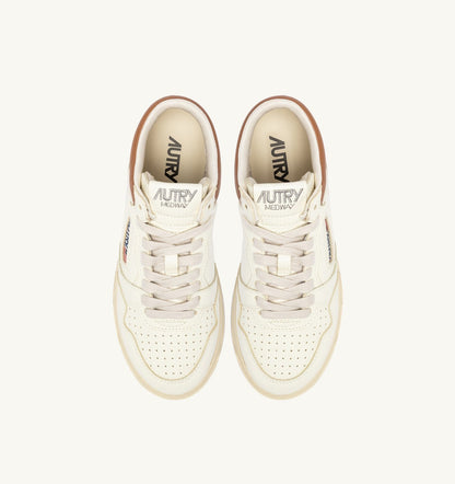 AUTRY MED-WAY SNEAKERS IN LEATHER COLOR MARSHMALLOW AND BROWN SUGAR