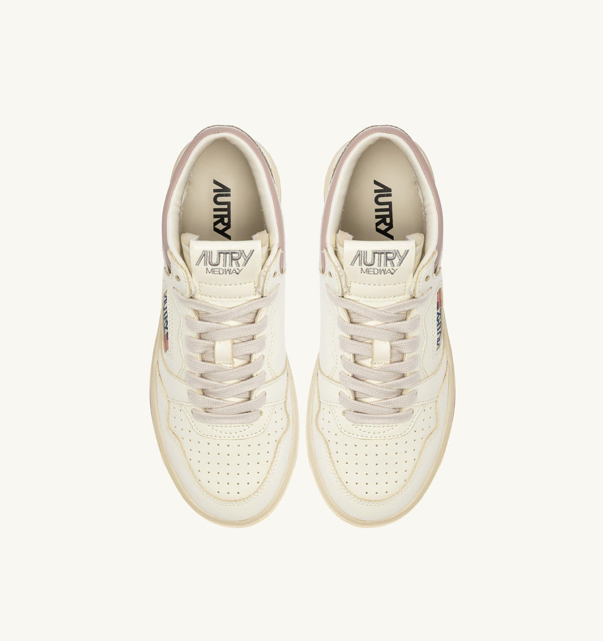 AUTRY MED-WAY SNEAKERS IN LEATHER COLOR MARSHMALLOW AND ZEPHYR