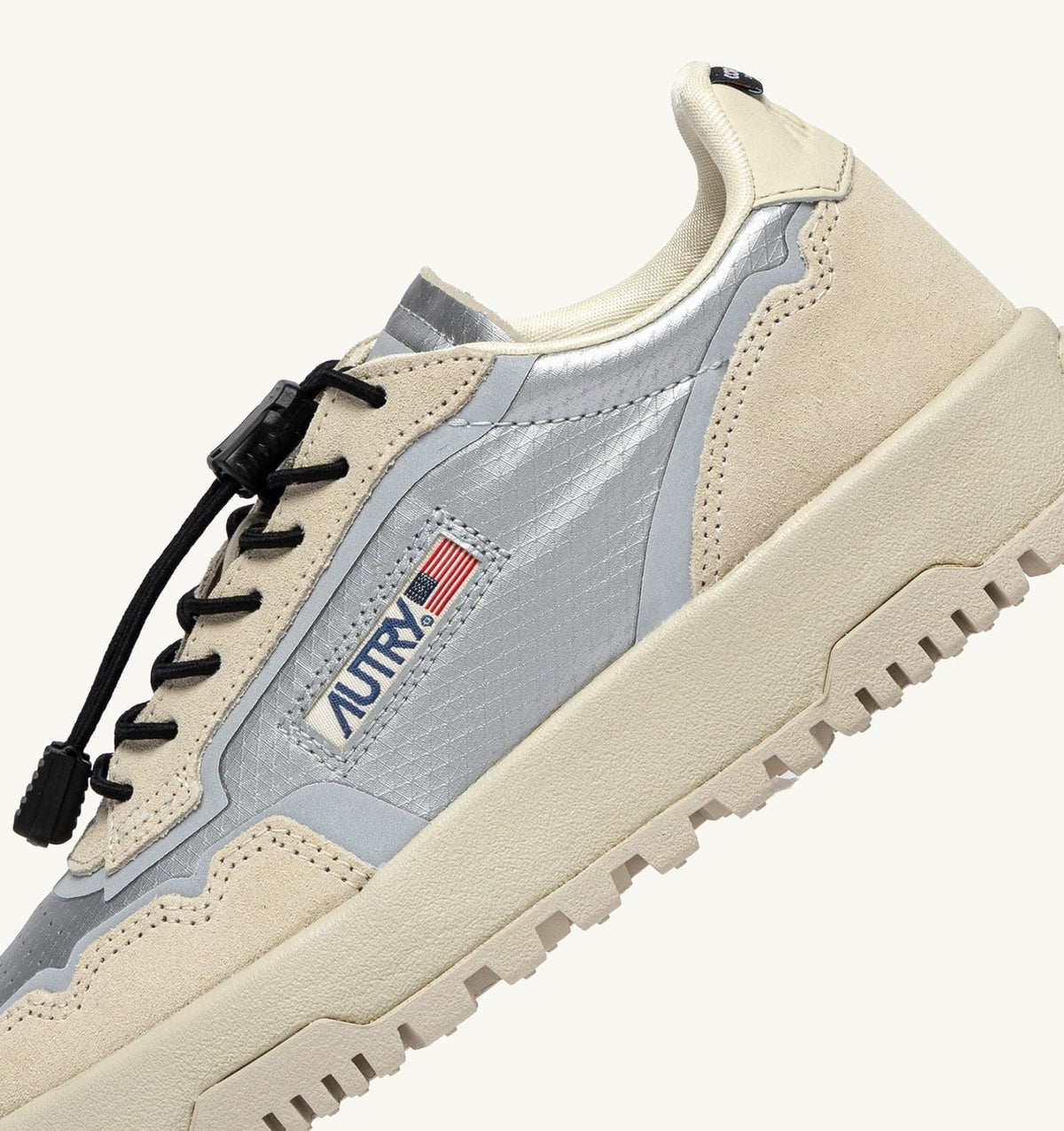 AUTRY WILDPACE LOW SNEAKERS IN WHITE AND SILVER FABRIC AND SUEDE