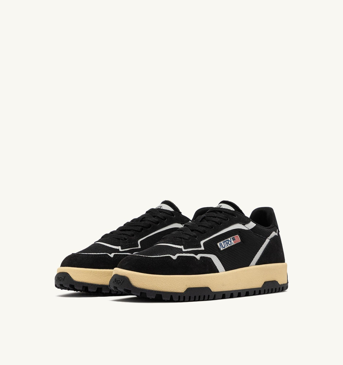 AUTRY WILDPACE LOW SNEAKERS IN BLACK DRAGON MESH AND SUEDE