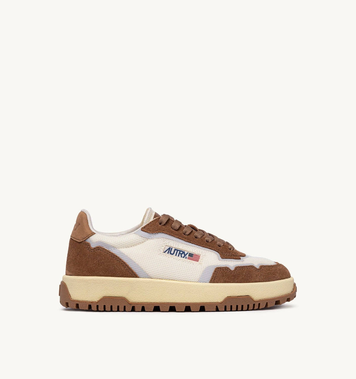 AUTRY WILDPACE LOW SNEAKERS IN MESH AND SUEDE COLOR MARSHMALLOW AND CIGAR