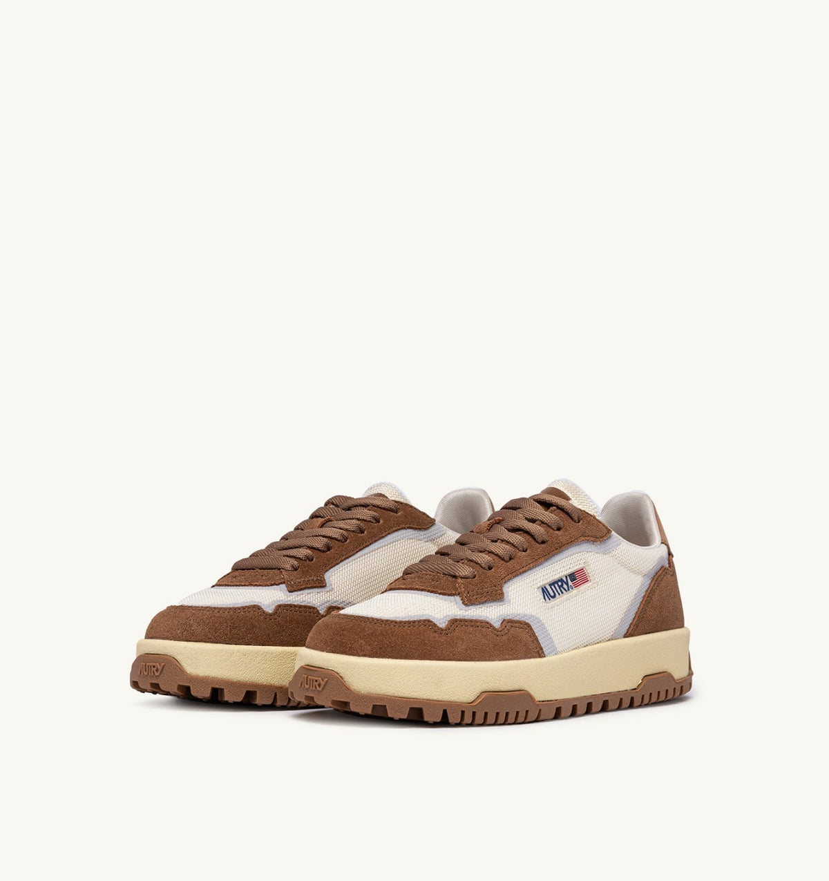 AUTRY WILDPACE LOW SNEAKERS IN MESH AND SUEDE COLOR MARSHMALLOW AND CIGAR