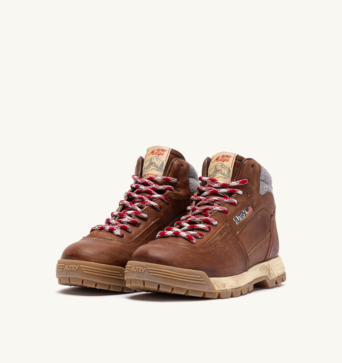 AUTRY MALGA BOOTS IN LEATHER COLOR NATURAL LEATHER AND GRAY