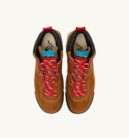 AUTRY MALGA CORTINA IN CHESTNUT AND FLAME SCARLET SUEDE