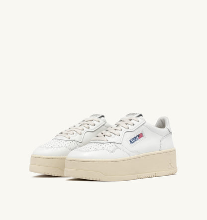 AUTRY MEDALIST PLATFORM SNEAKERS IN WHITE LEATHER