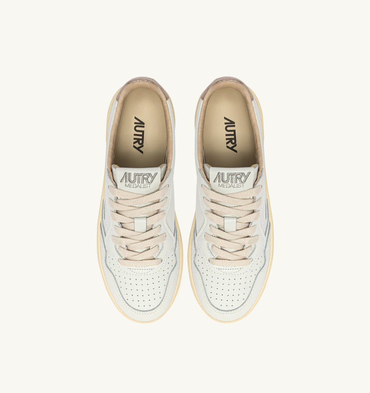 AUTRY MEDALIST PLATFORM SNEAKERS IN FEATHER GRAY AND WHITE SUEDE AND LEATHER