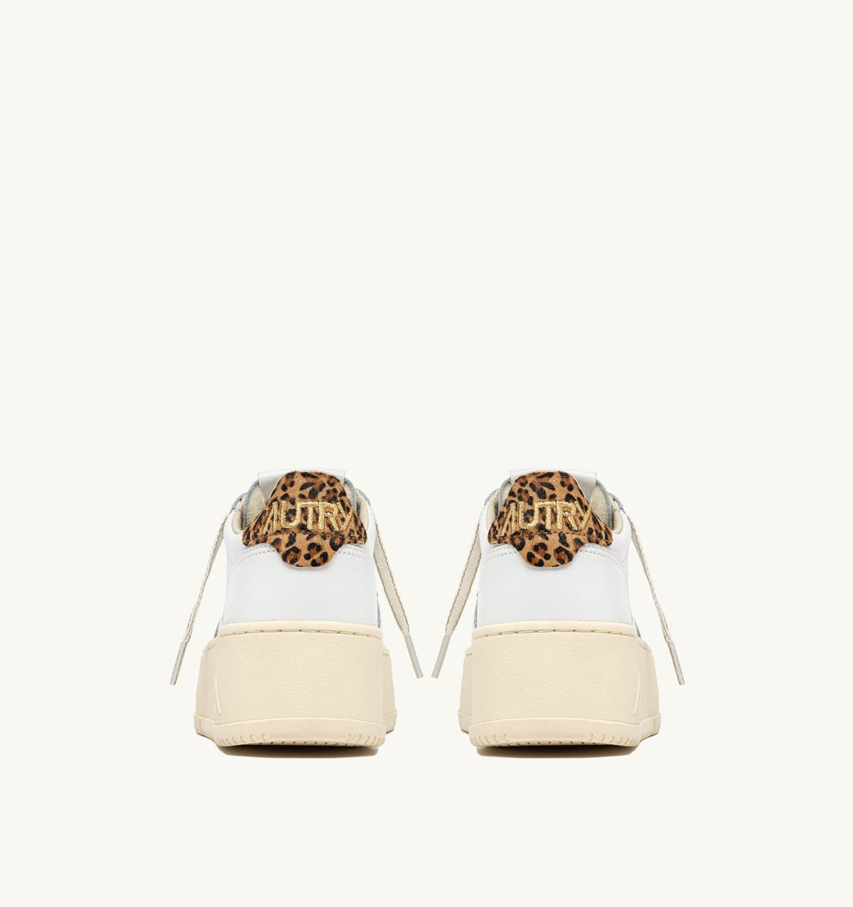 AUTRY MEDALIST PLATFORM SNEAKERS IN LEATHER COLOR WHITE AND LEOPARD