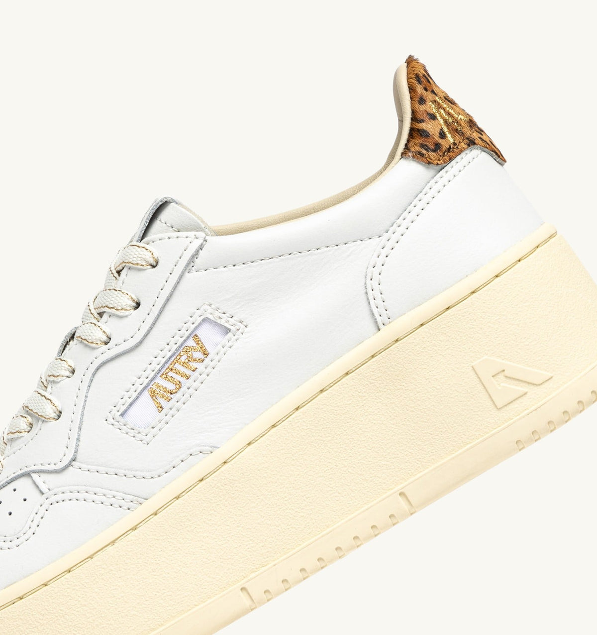 AUTRY MEDALIST PLATFORM SNEAKERS IN LEATHER COLOR WHITE AND LEOPARD
