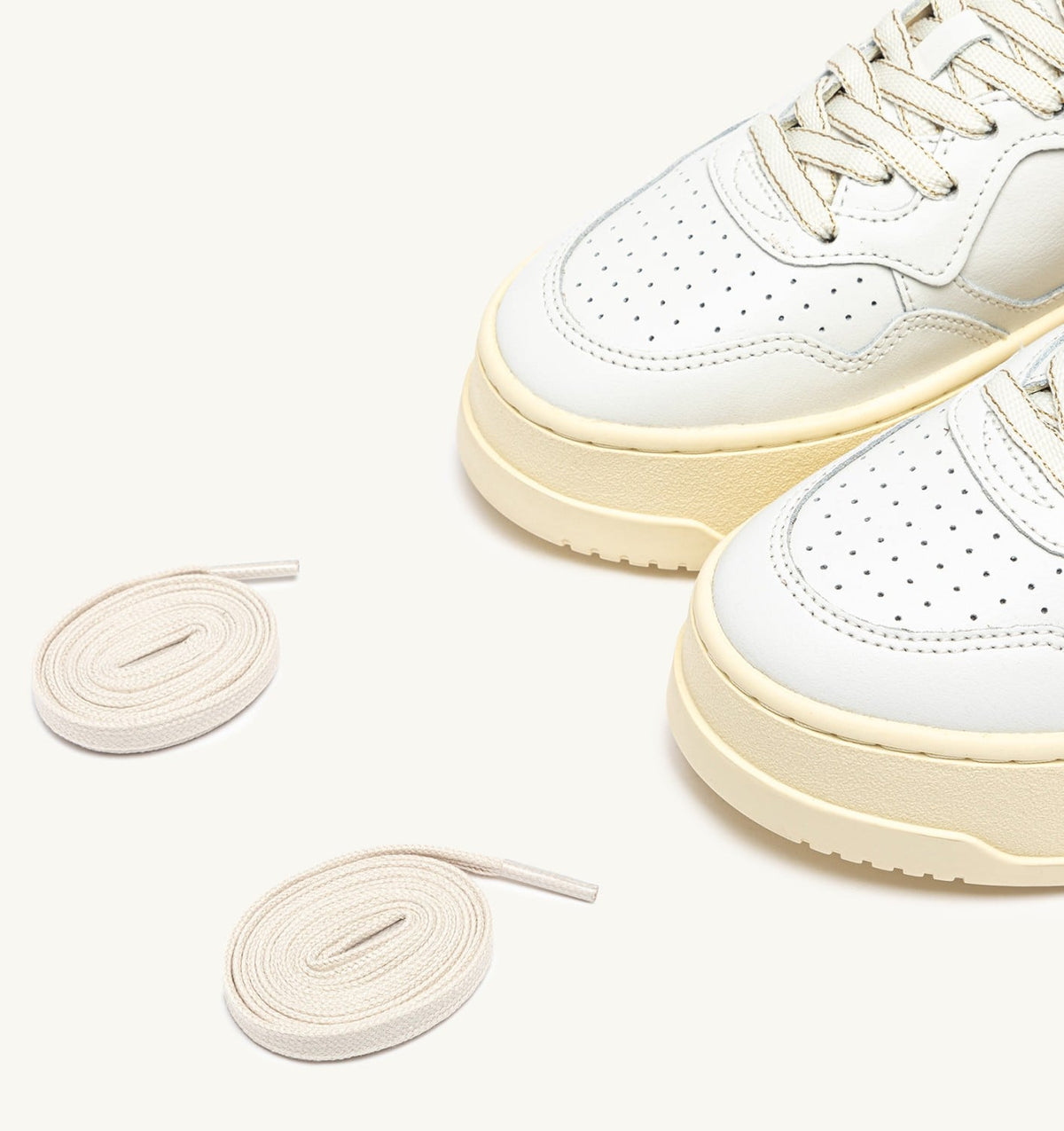 AUTRY MEDALIST PLATFORM SNEAKERS IN LEATHER COLOR WHITE AND LEOPARD