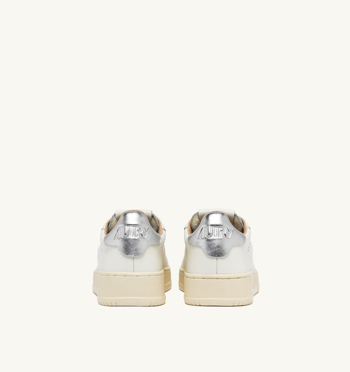 AUTRY DALLAS LOW SNEAKERS IN WHITE AND SILVER LEATHER